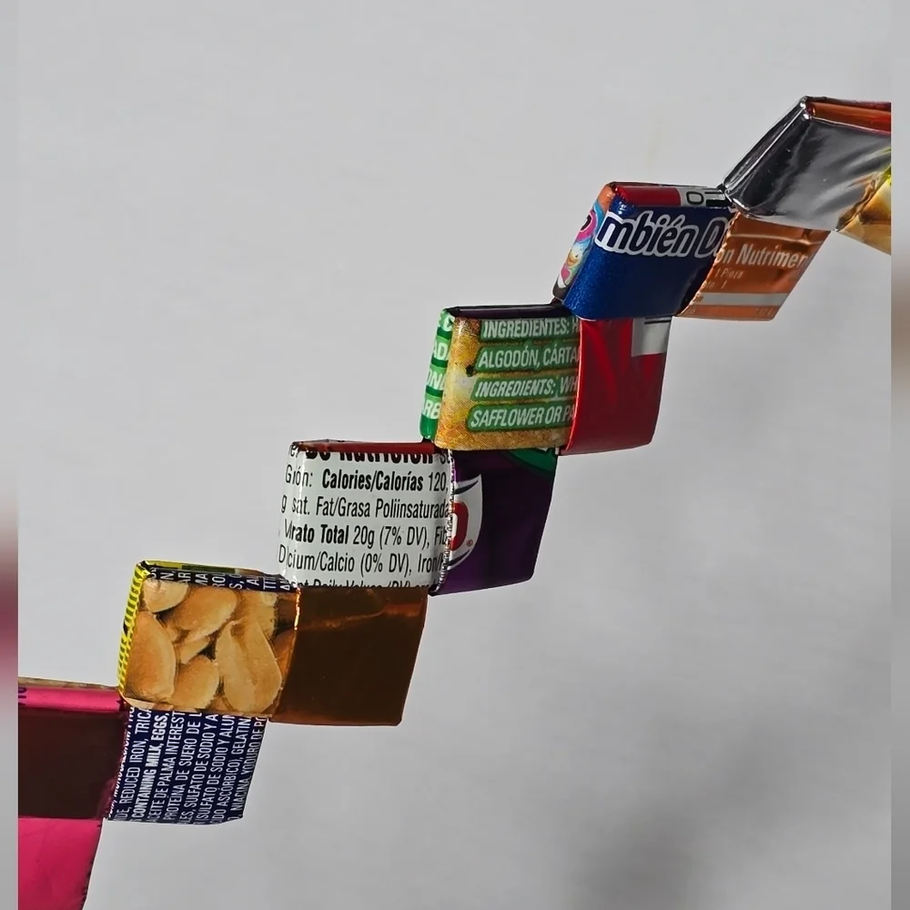 Colorful Woven Candy Wrapper Purse Recycled Pop Art Bag DIY Y2K Style - Picture 5 of 6